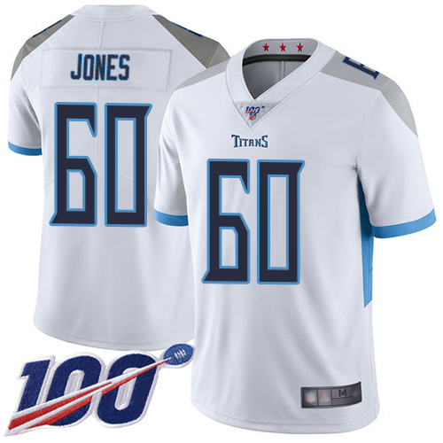 Tennessee Titans Limited White Men Ben Jones Road Jersey NFL Football #60 100th Season Vapor Untouchable->women nfl jersey->Women Jersey